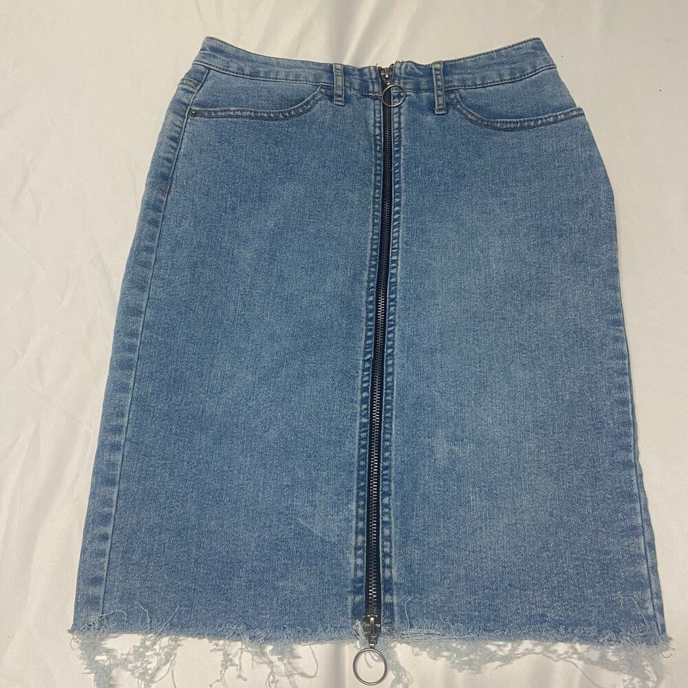 Wild Fable Skirt Pencil Full Front Zip Up & Down Raw Hem 90's 4 Pockets Y2K Sz 4